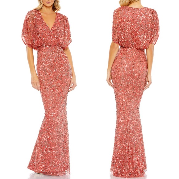 Mac Duggal Dresses & Skirts - Mac Duggal 5640 Draped Sleeve Sequin Evening Dress Size 8
